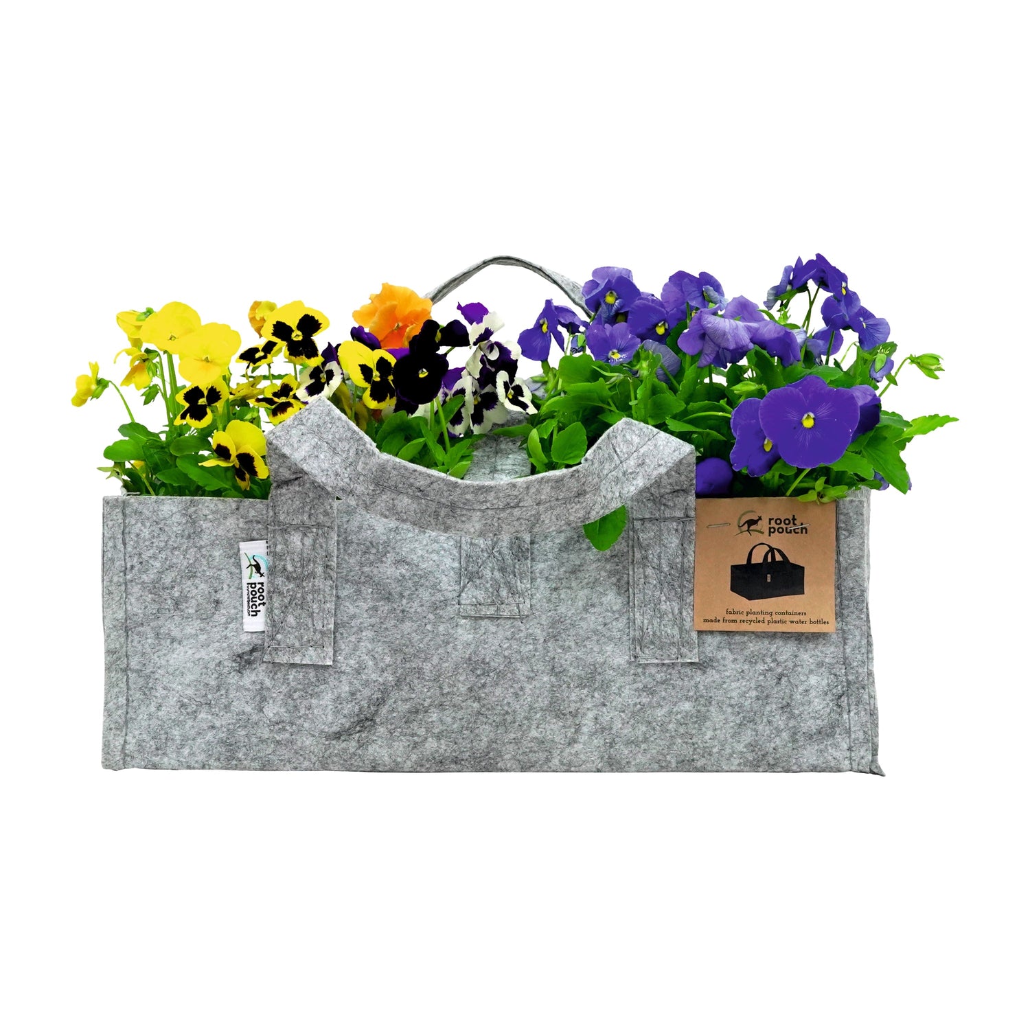 Gray Root Pouch Balcony with Healthy Selection of Flowers